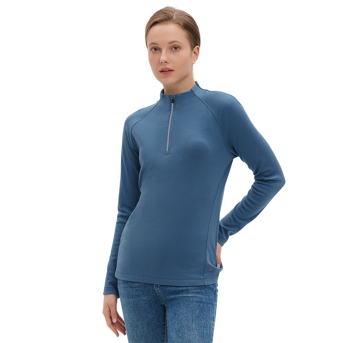 Woolcano Women's 260 Merino Wool Half Zip Top Long Sleeve Thermal Top