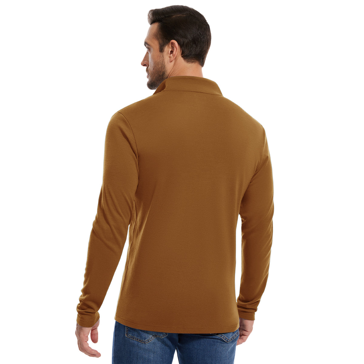 Woolcano Men's 260 Merino Wool Half Zip Top Long Sleeve Zip Shirt