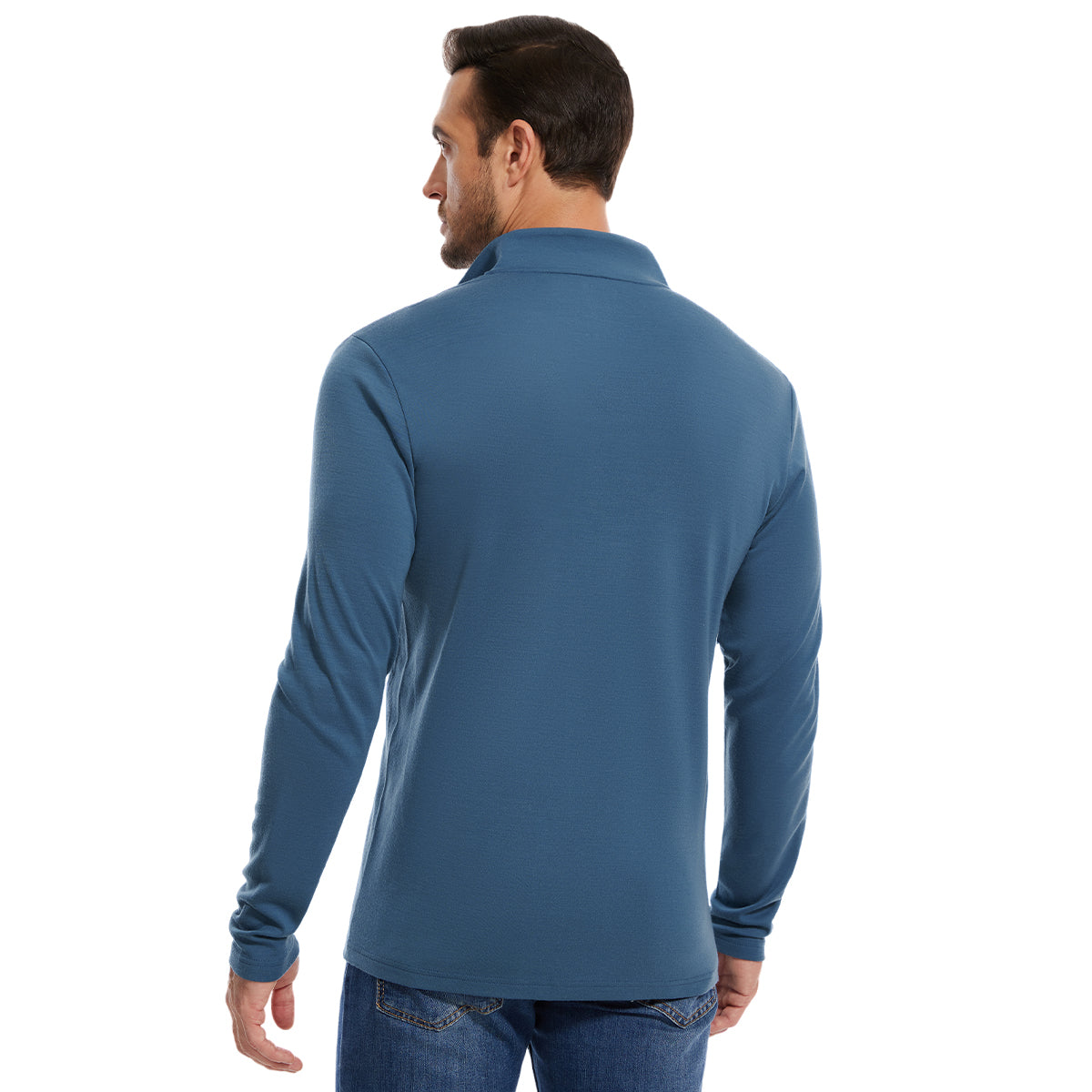 Woolcano Men's 260 Merino Wool Half Zip Top Long Sleeve Zip Shirt