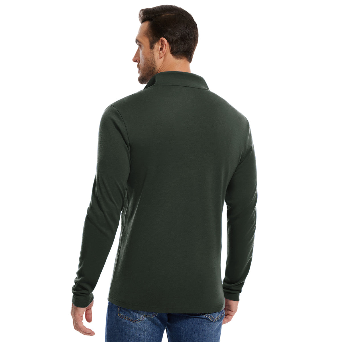 Woolcano Men's 260 Merino Wool Half Zip Top Long Sleeve Zip Shirt