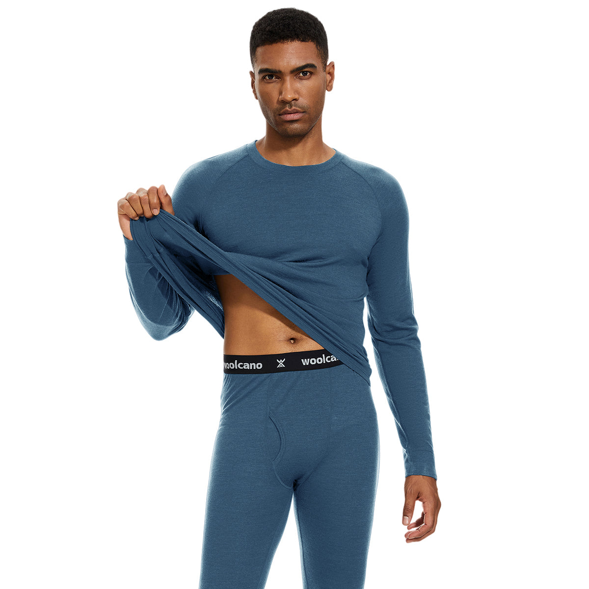 WOOLCANO Men's 190 Merino Wool Base Layer Set Thermal Top and Bottom