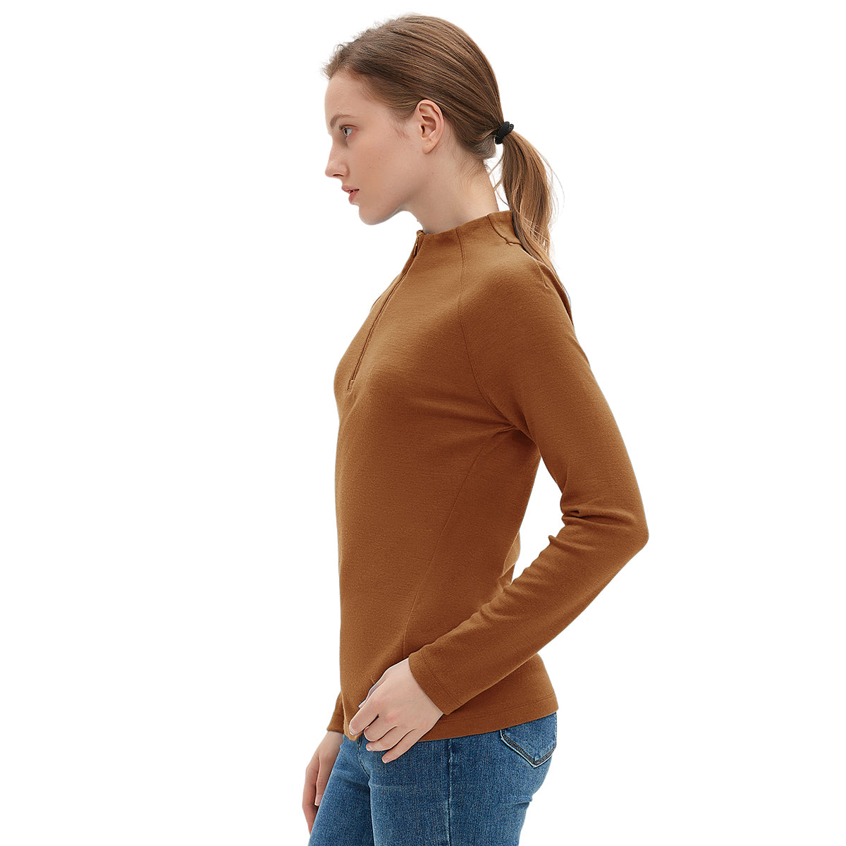 Woolcano Women's 260 Merino Wool Half Zip Top Long Sleeve Thermal Top