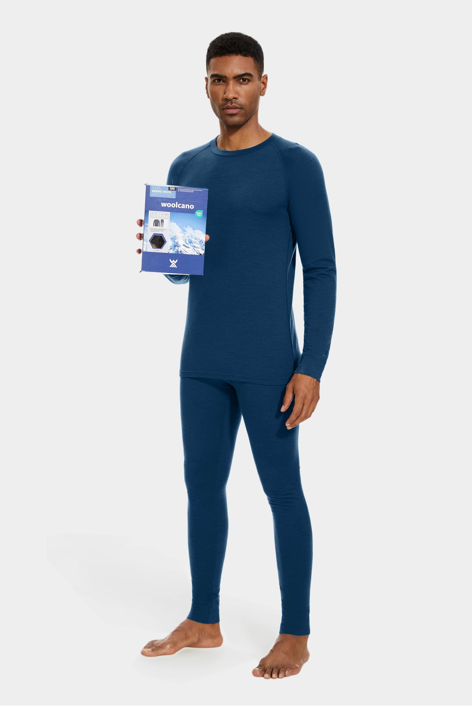 WOOLCANO Men s 100 Merino Wool Base Layers Wool Warm Underwear Set